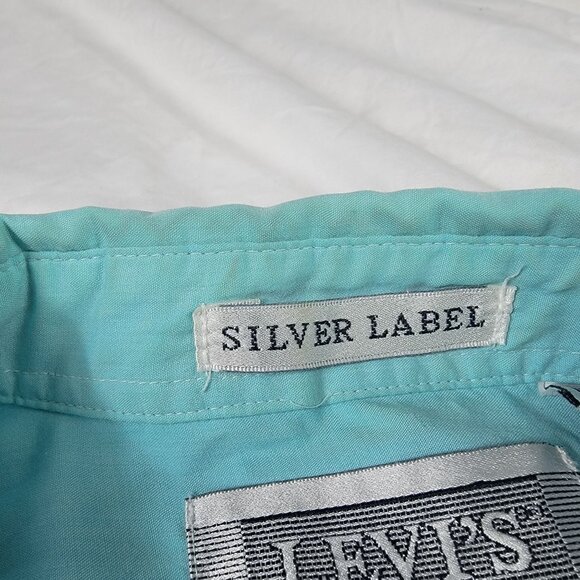 Levis Silver Label Mens Large Short Sleeve Button Down Shirt Turquoise - Picture 5 of 9